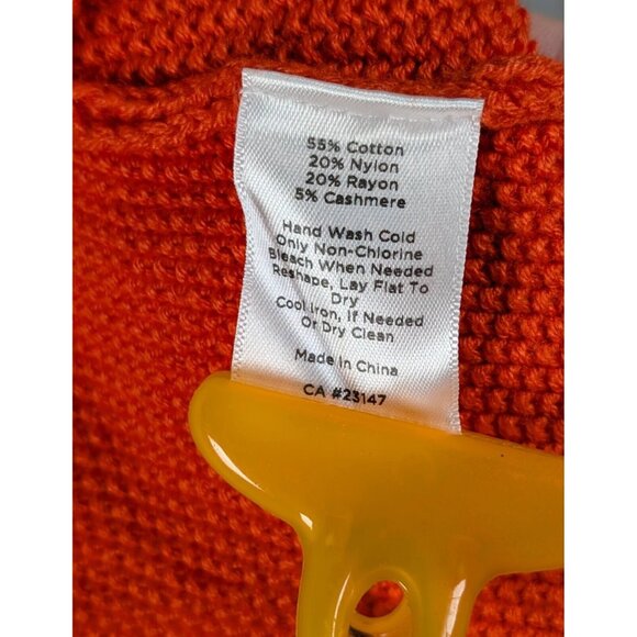 Talbots Women's Size Medium Waffle Knit Cotton Cashmere Pullover Sweater Orange - Picture 4 of 4